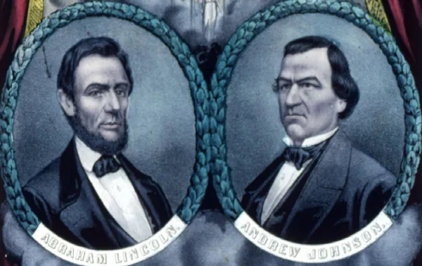 에이브러햄 링컨 대통령과 앤드류 존슨 부통령. 존슨은 링컨 타계 후 대통령에 올랐으나 탄핵되고 말았다. [히스토리]