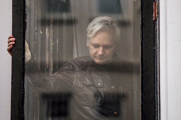 Julian Assange at the Ecuadorian embassy, London, May 2017. /