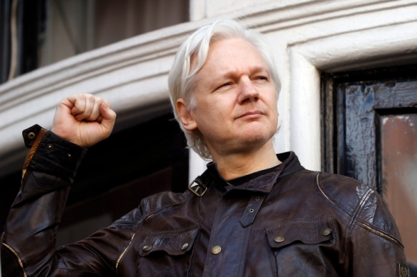 Julian Assange at Equador Embassy in London. 2017. /AP=Yonhap