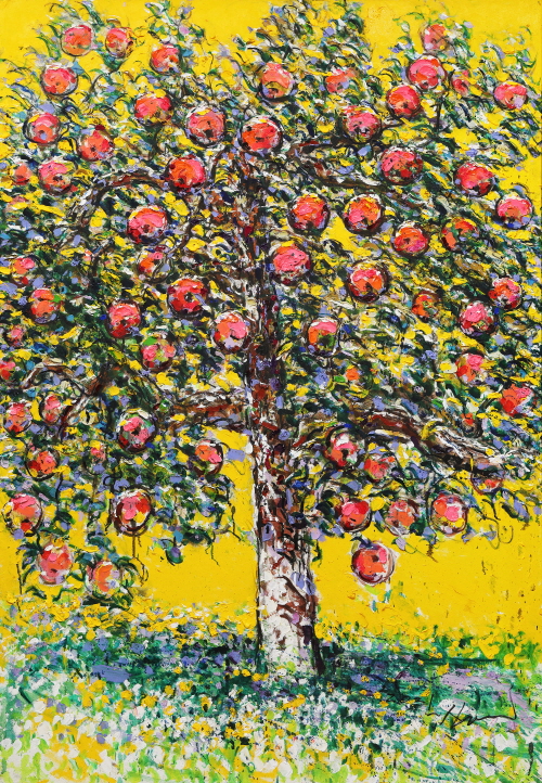 황금빛 사과나무. 이상열 작. Oil on canvas 162.0x 112.0cm 2021