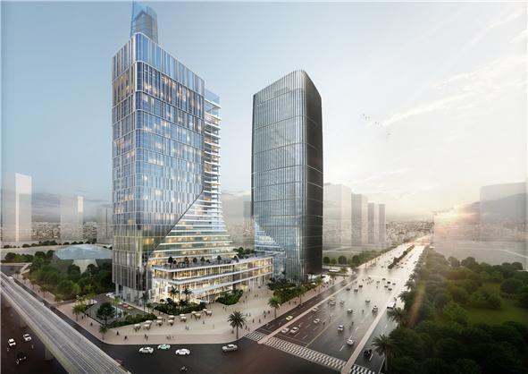 2020년 착공해 오는 2024년 준공 예정인 베트남 하노이 스타레이크시티 B3CC1 블록 복합빌딩 투시도 [출처=대우건설]