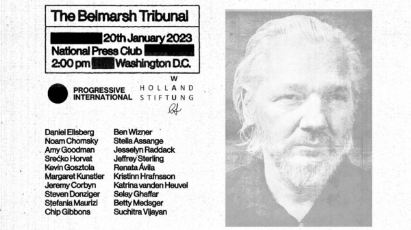 The Belmarsh Tribunal comes to Capitol Hill on 20 January 2023 to hear expert testimony. WikiLeaks Twitter<br>